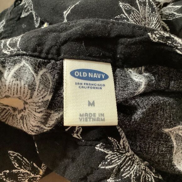 Old Navy Black Floral Cottagecore Summer Tropical Flower Print Flowy Top Medium - Picture 10 of 10